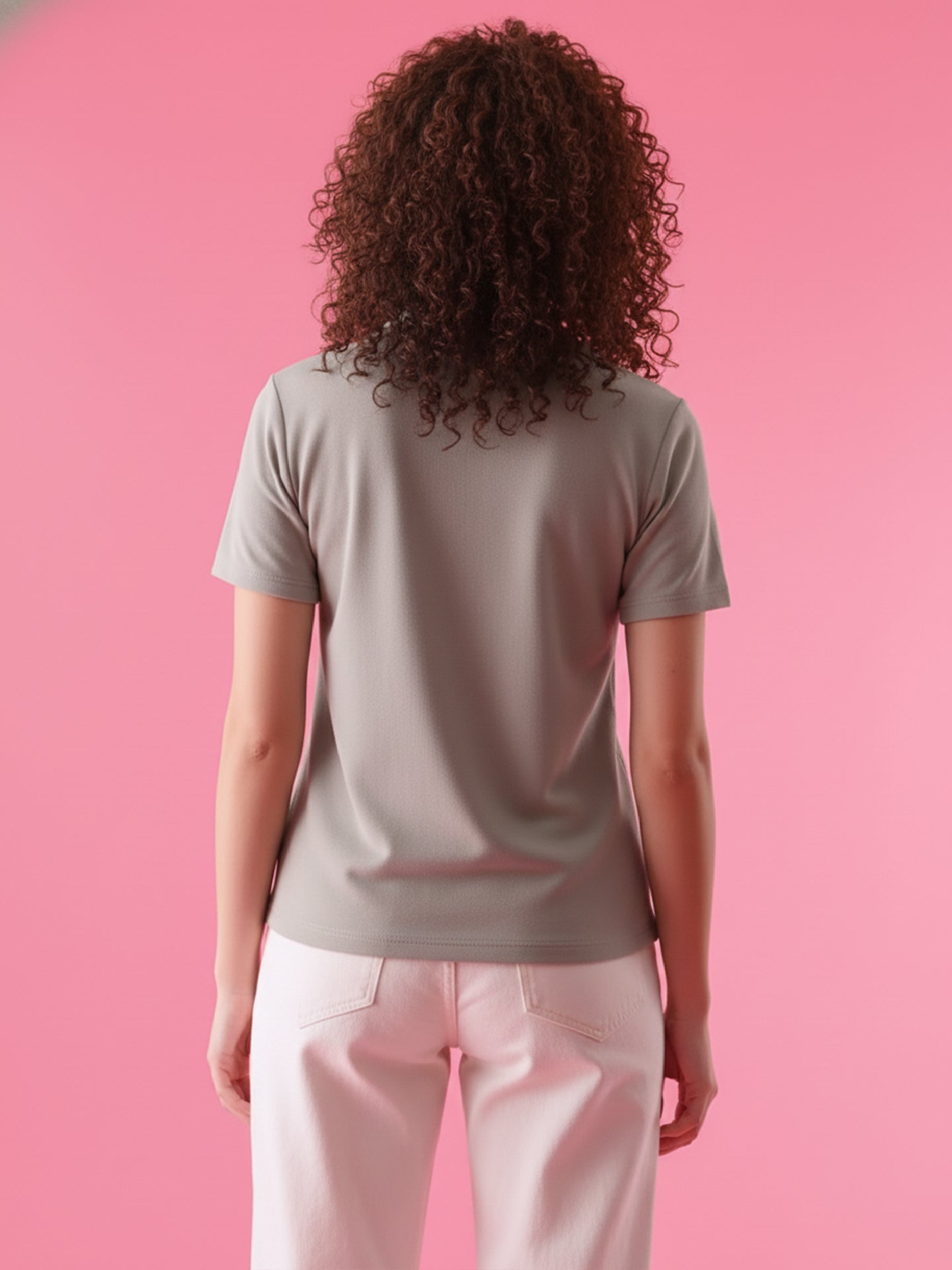 Essential Hazel Grey Polo T-Shirt For Women