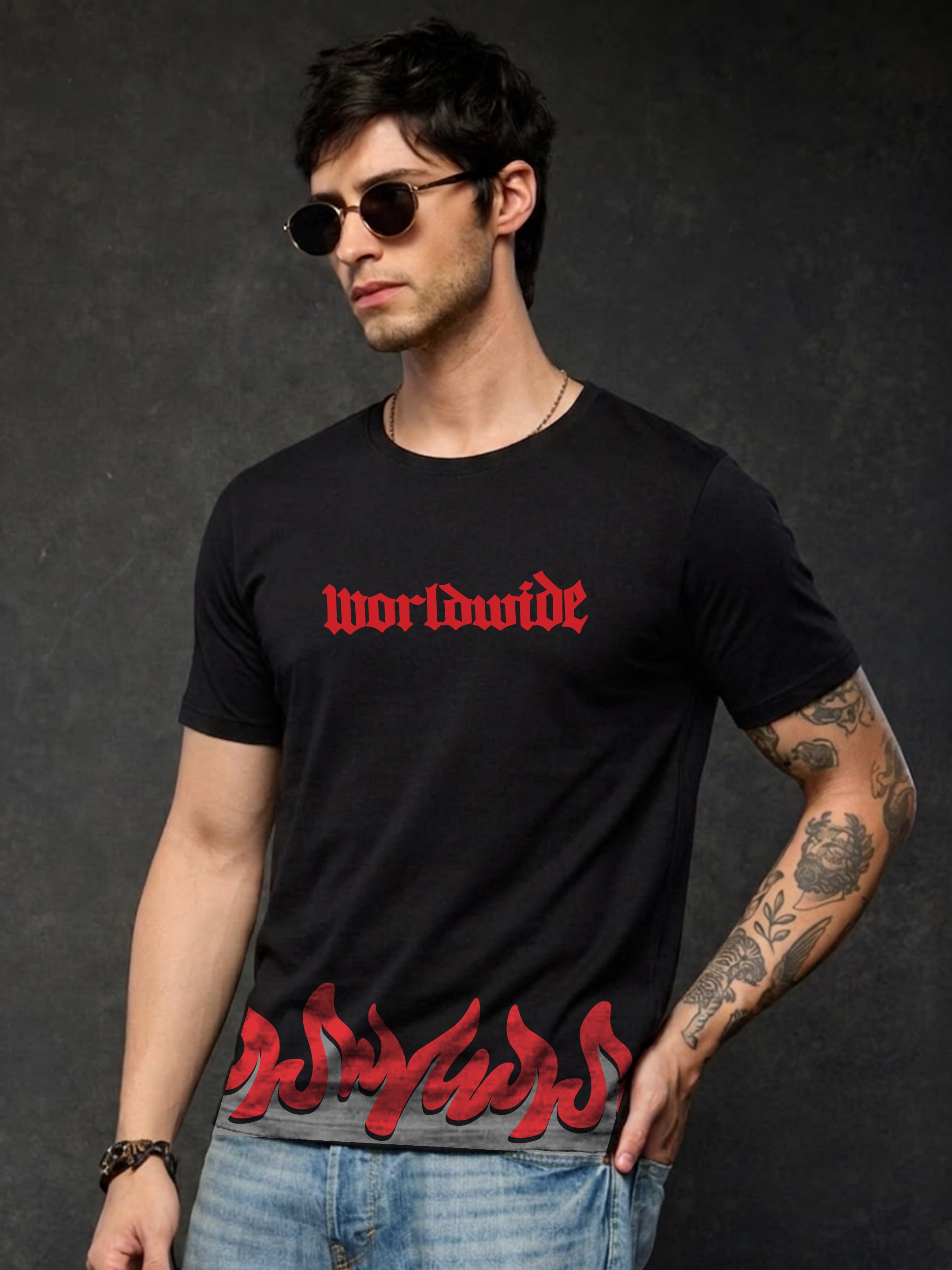 Regular Fit T-Shirt For Men - Worldwide Flame