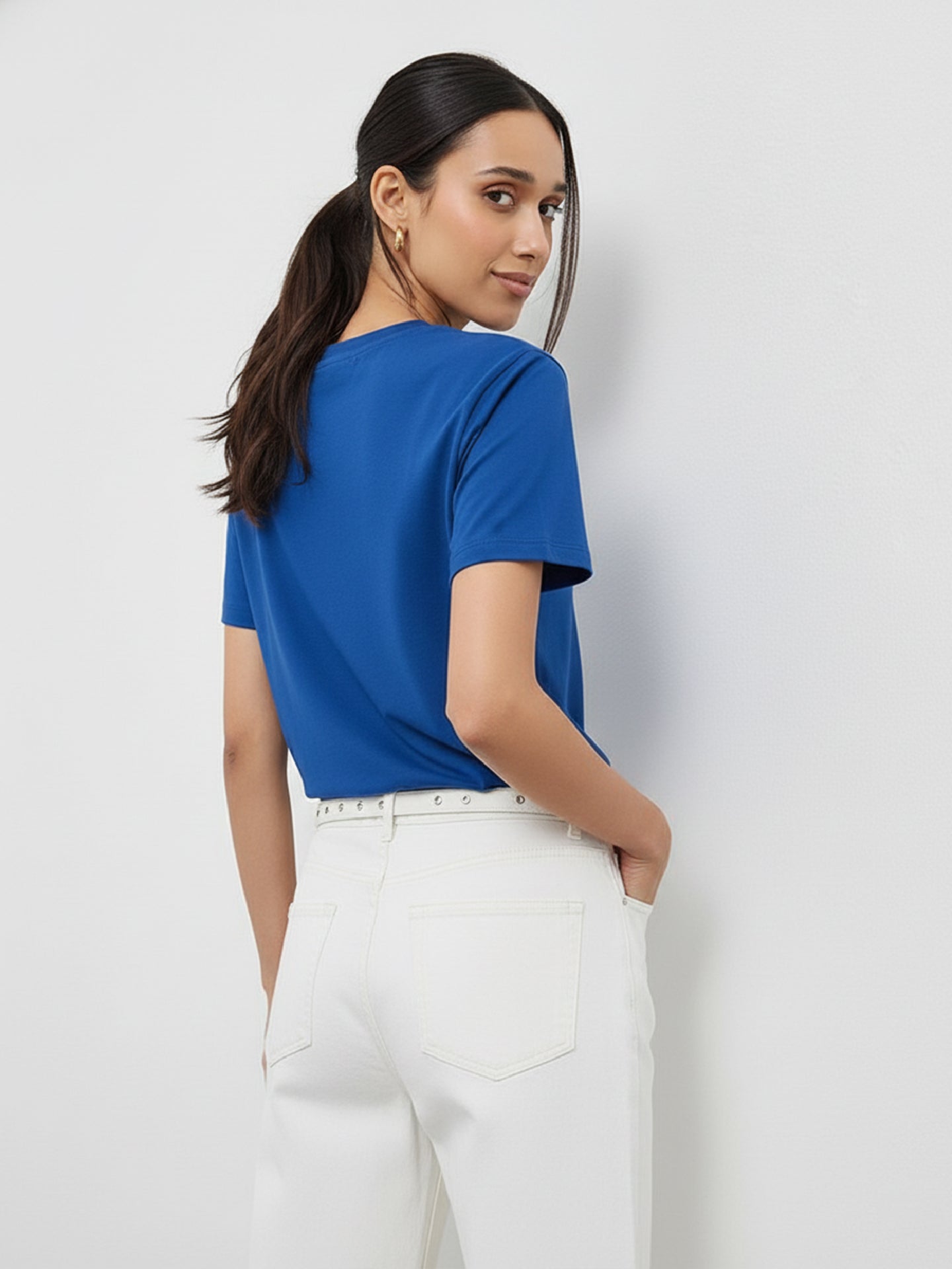Basic Regular Fit T-Shirt For Women - Royal Blue