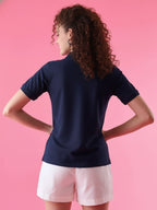 Essential Navy Blue Polo T-Shirt For Women