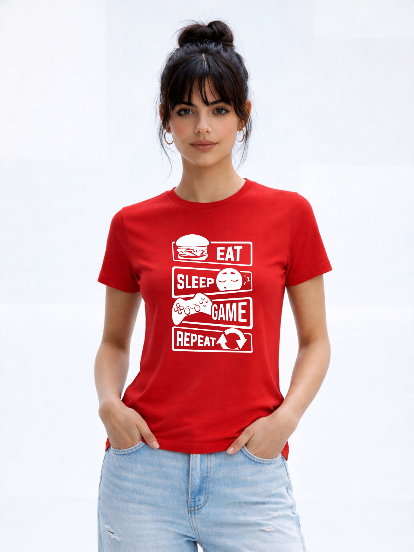 Regular Fit T-Shirt For Women - Eat Sleep