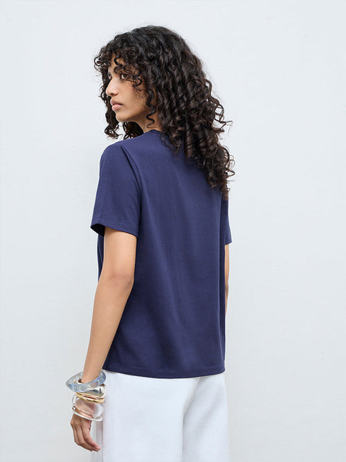 Basic Regular Fit T-Shirt For Women - Navy Blue