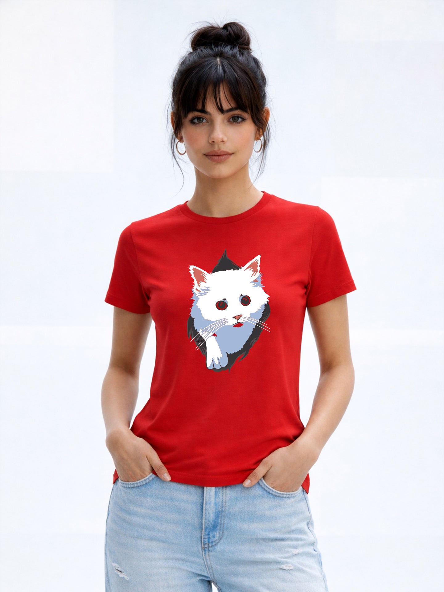 Regular Fit T-Shirt For Women - Cat