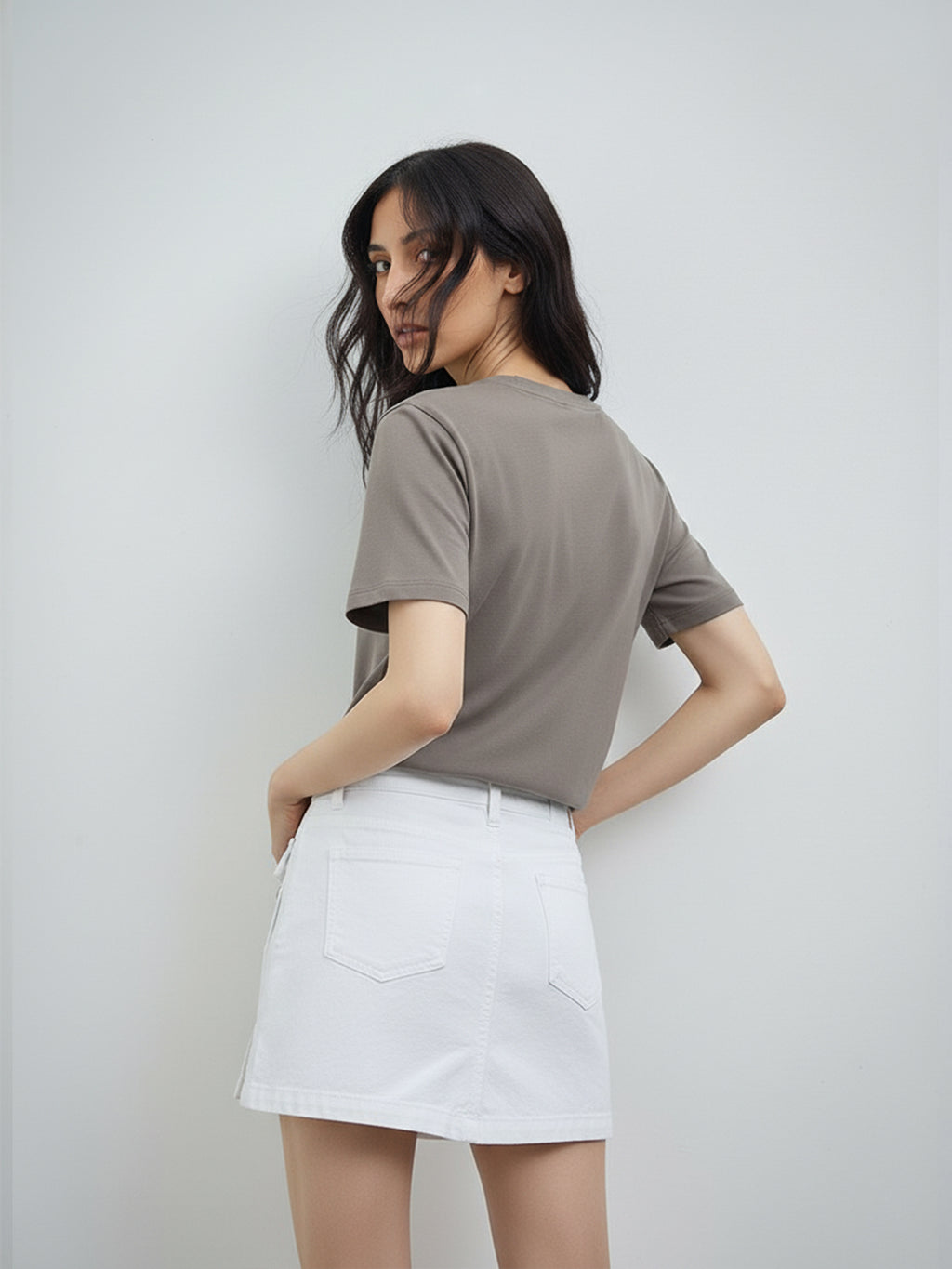 Basic Regular Fit T-Shirt For Women - Hazel grey