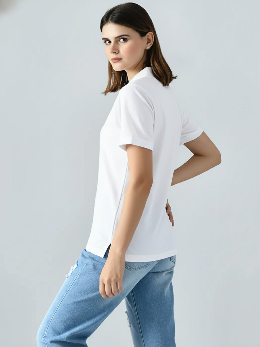Essential White Polo T-Shirt For Women