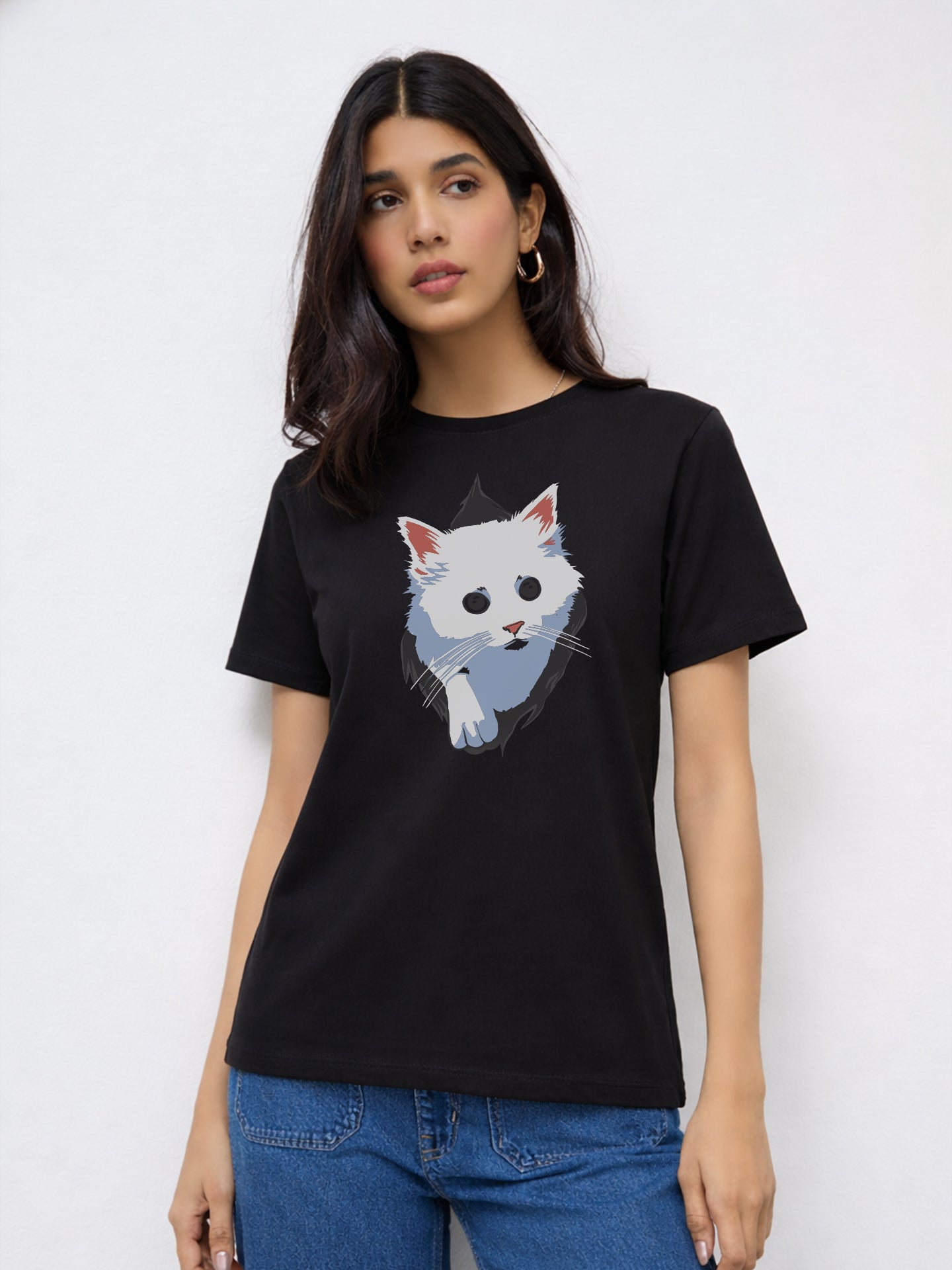 Regular Fit T-Shirt For Women - Cat