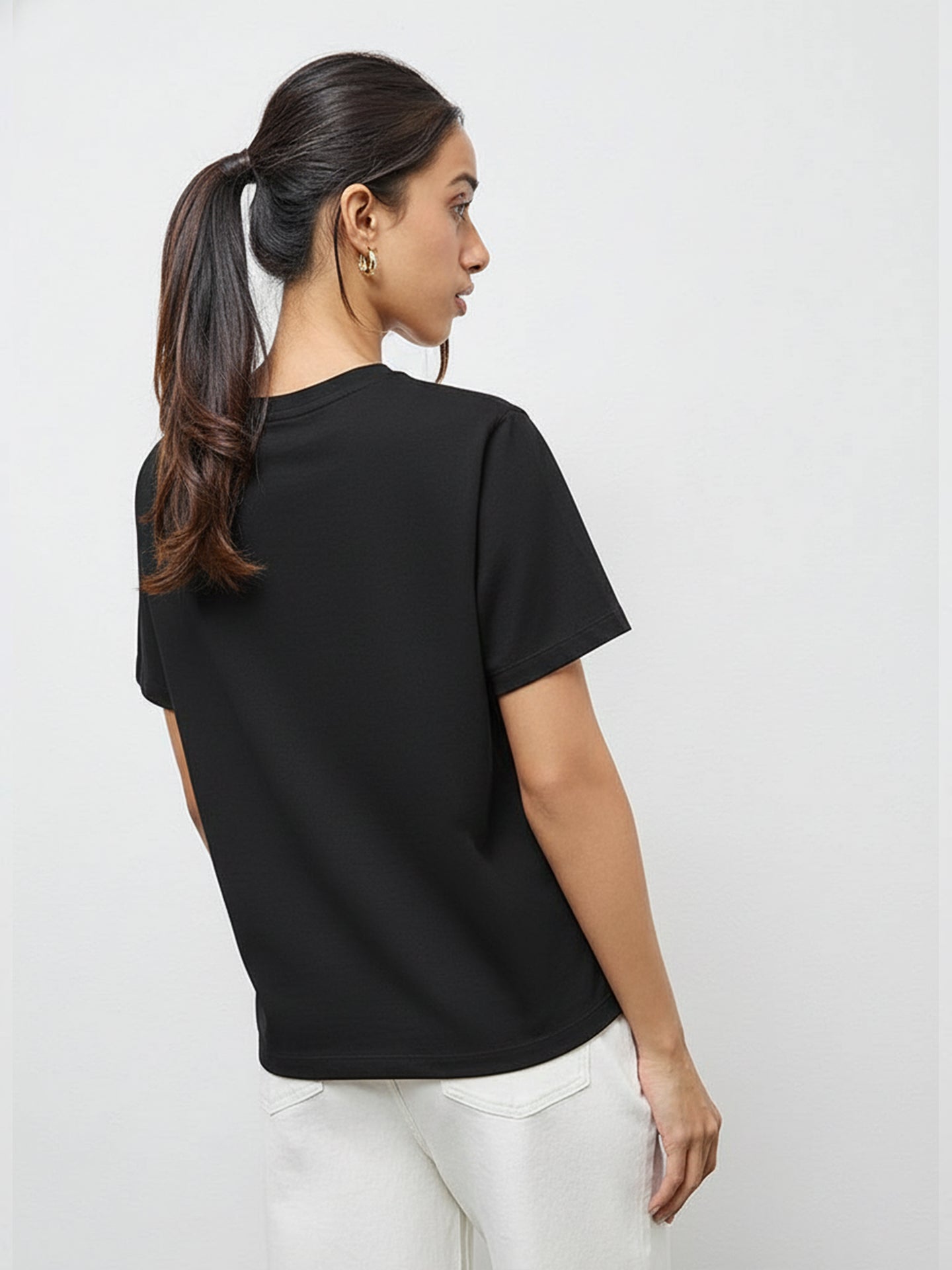 Basic Regular Fit T-Shirt For Women - Black