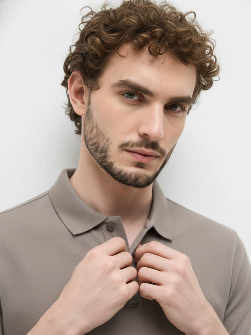 Essential Hazel Grey Polo T-Shirt For Men