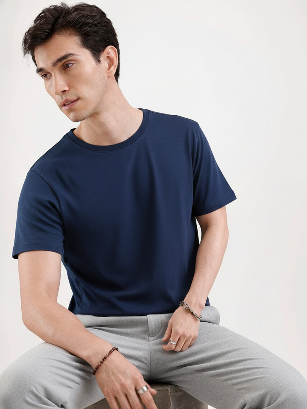 Basic Regular Fit T-Shirt For Men - Navy Blue