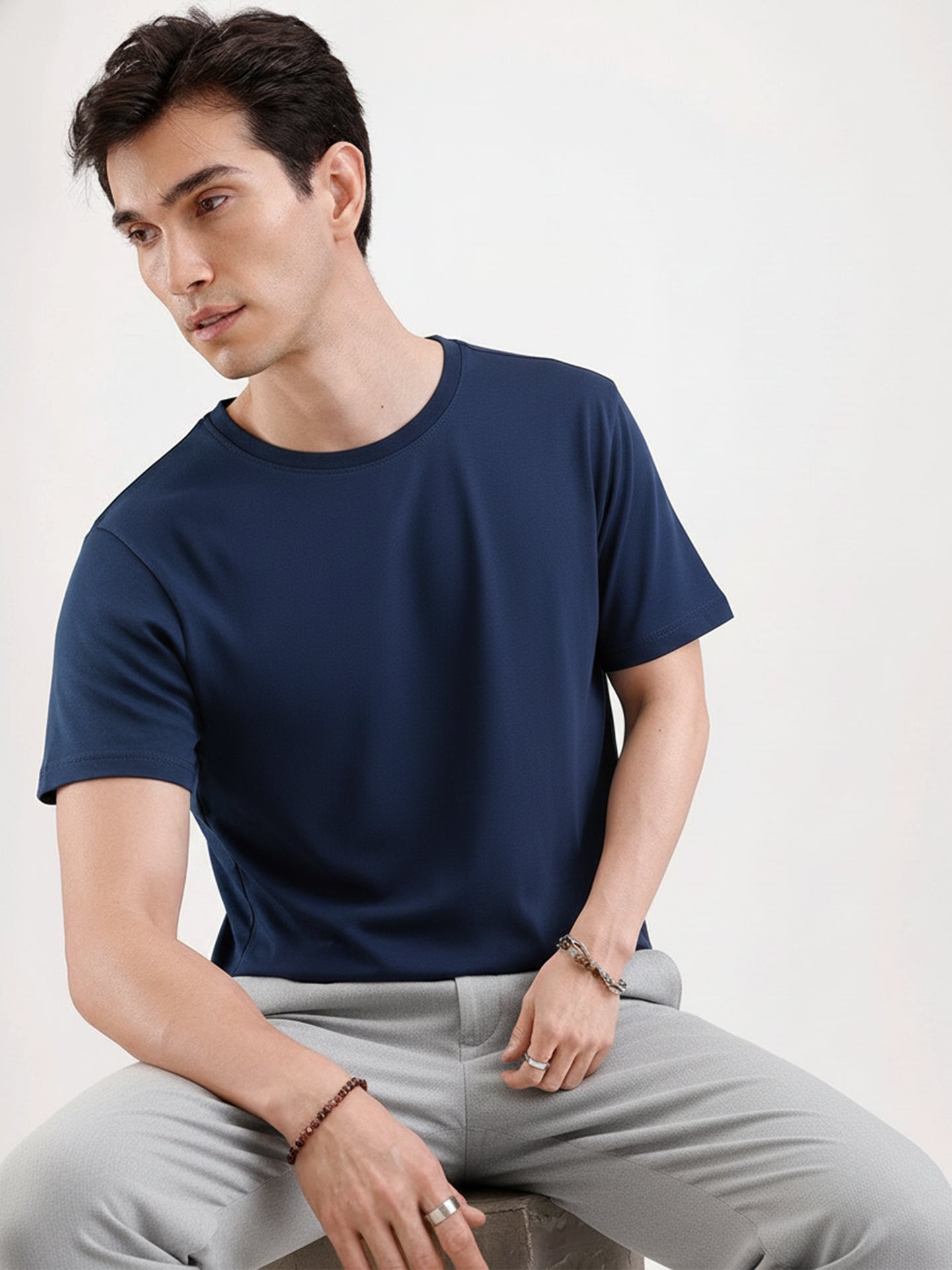 Basic Regular Fit T-Shirt For Men - Navy Blue