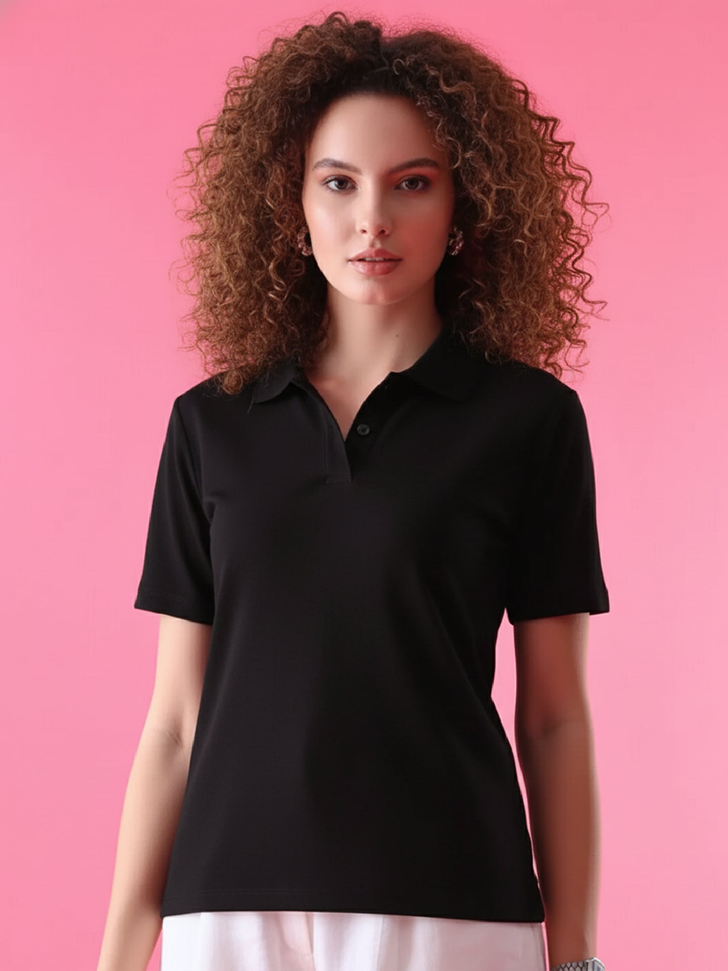 Essential Black Polo T-Shirt For Women