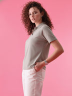 Essential Hazel Grey Polo T-Shirt For Women