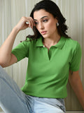 Essential Parrot Green Polo T-Shirt For Women