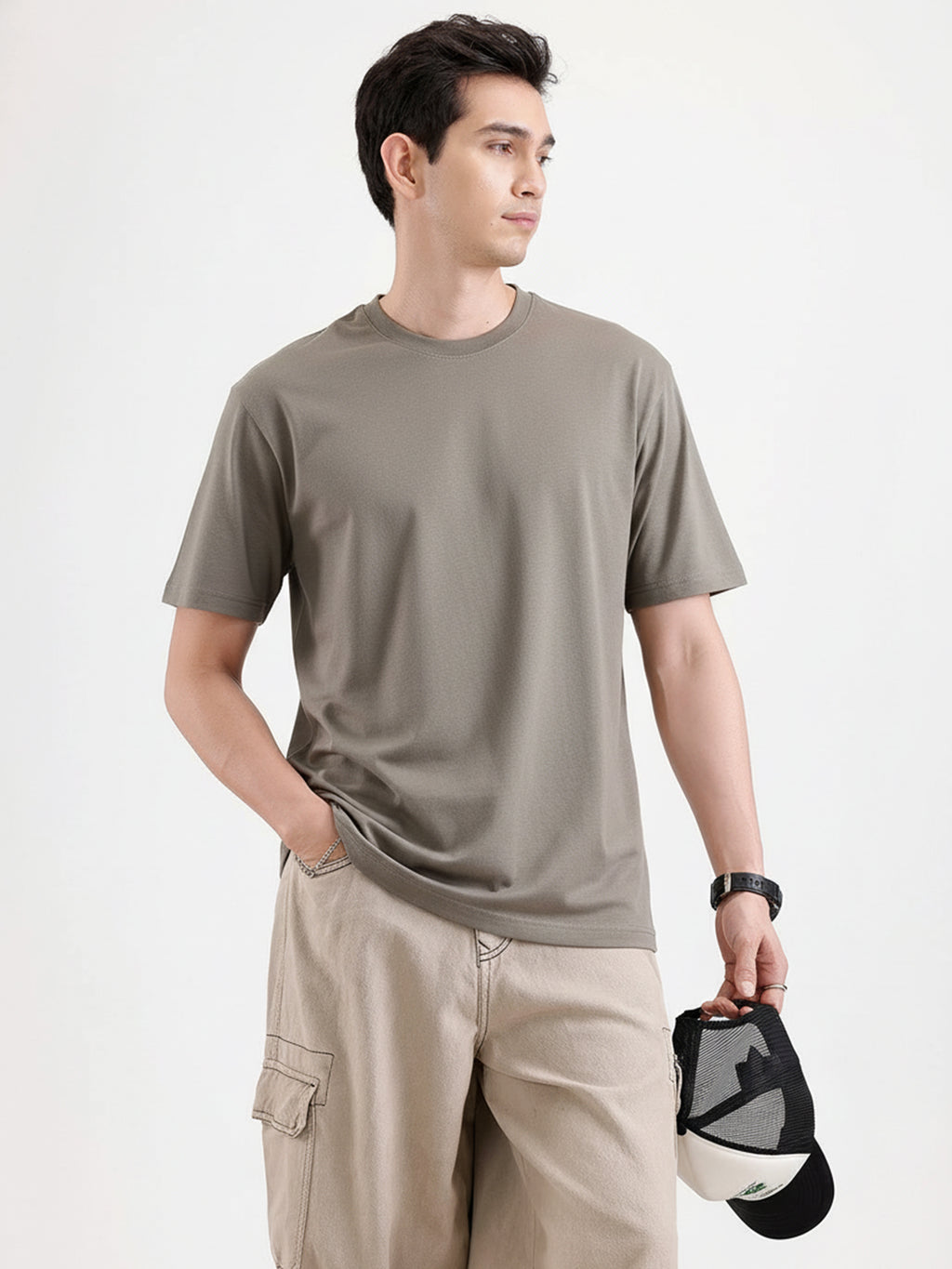 Basic Regular Fit T-Shirt For Men - Hazel Grey