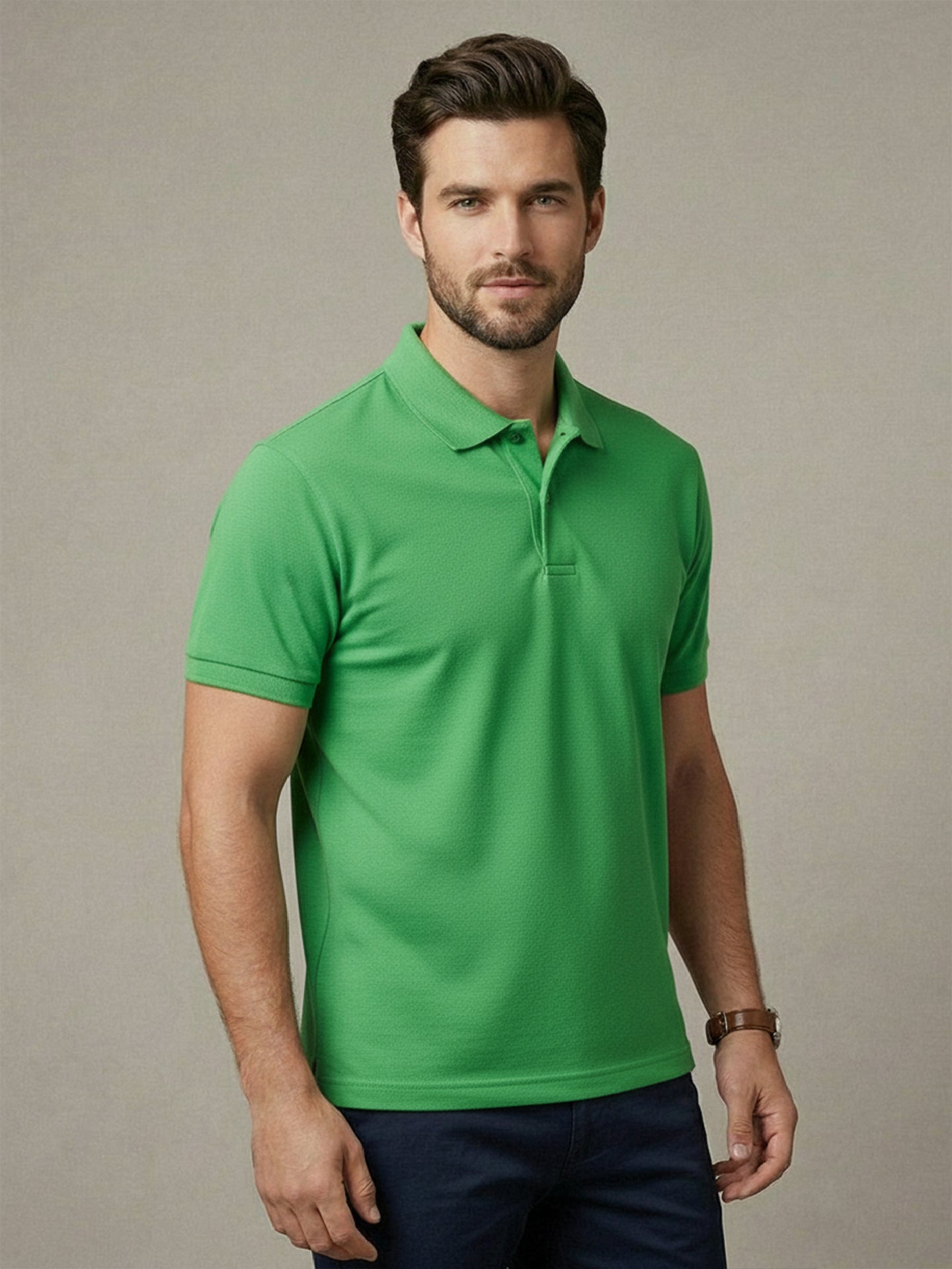 Essential Parrot Green Polo T-Shirt For Men