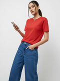 Basic Regular Fit T-Shirt For Women - Red