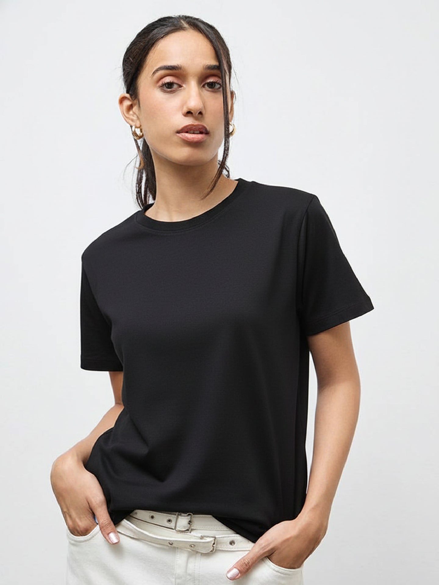 Basic Regular Fit T-Shirt For Women - Black