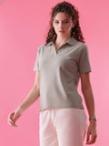 Essential Hazel Grey Polo T-Shirt For Women