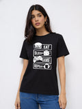 Regular Fit T-Shirt For Women - Eat Sleep