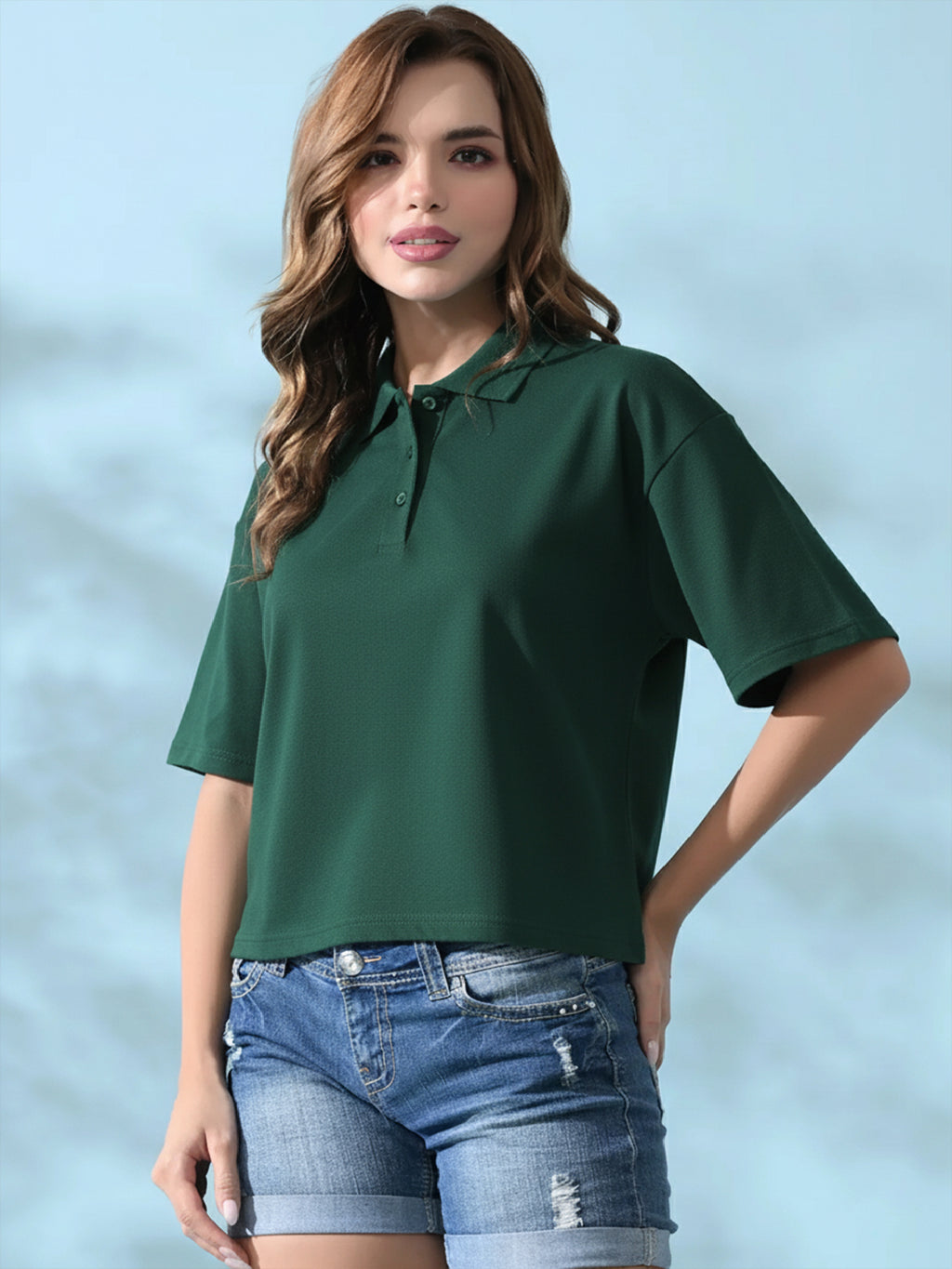Essential Deep Green Polo T-Shirt For Women