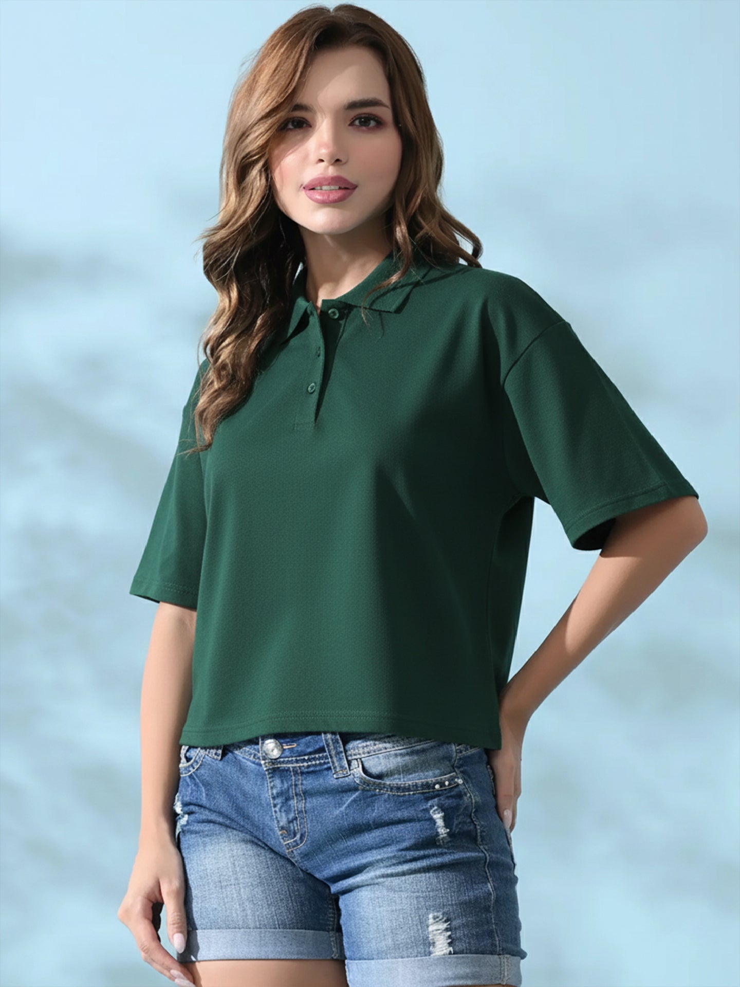 Essential Deep Green Polo T-Shirt For Women