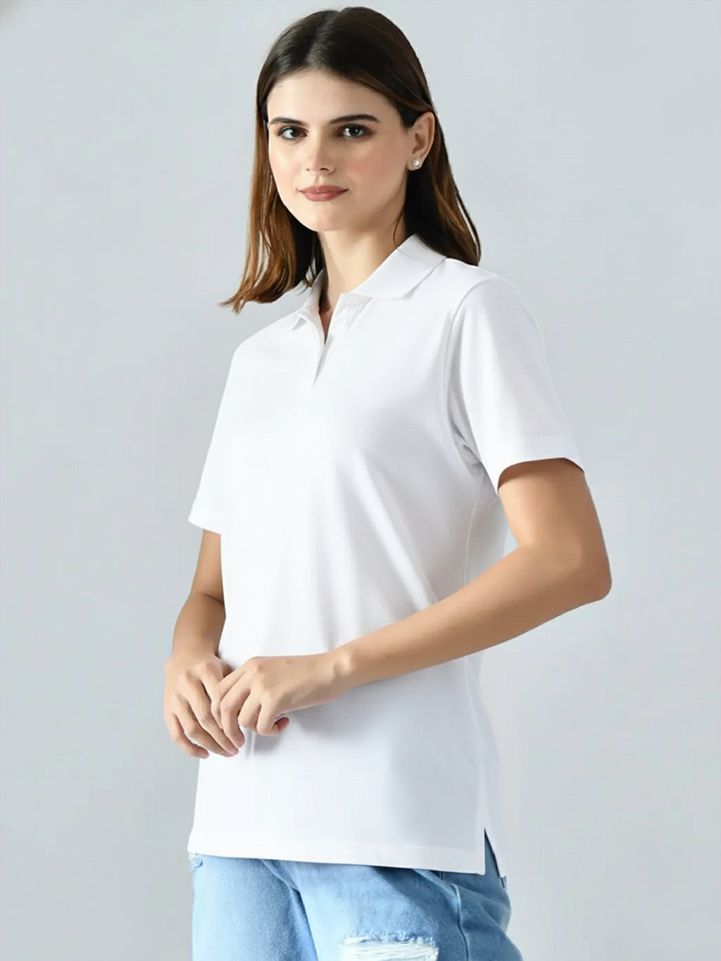 Essential White Polo T-Shirt For Women