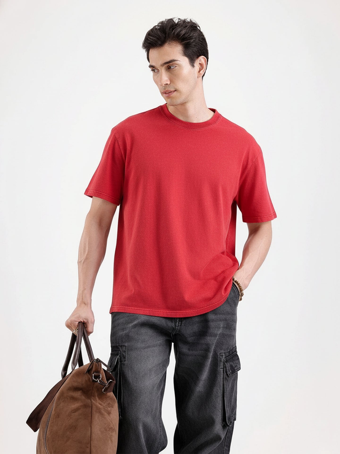 Basic Regular Fit T-Shirt For Men - Red