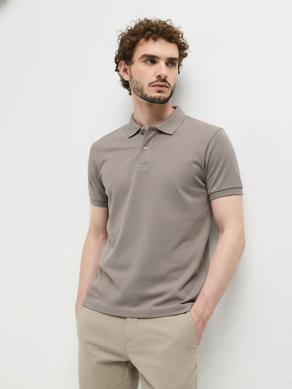 Essential Hazel Grey Polo T-Shirt For Men
