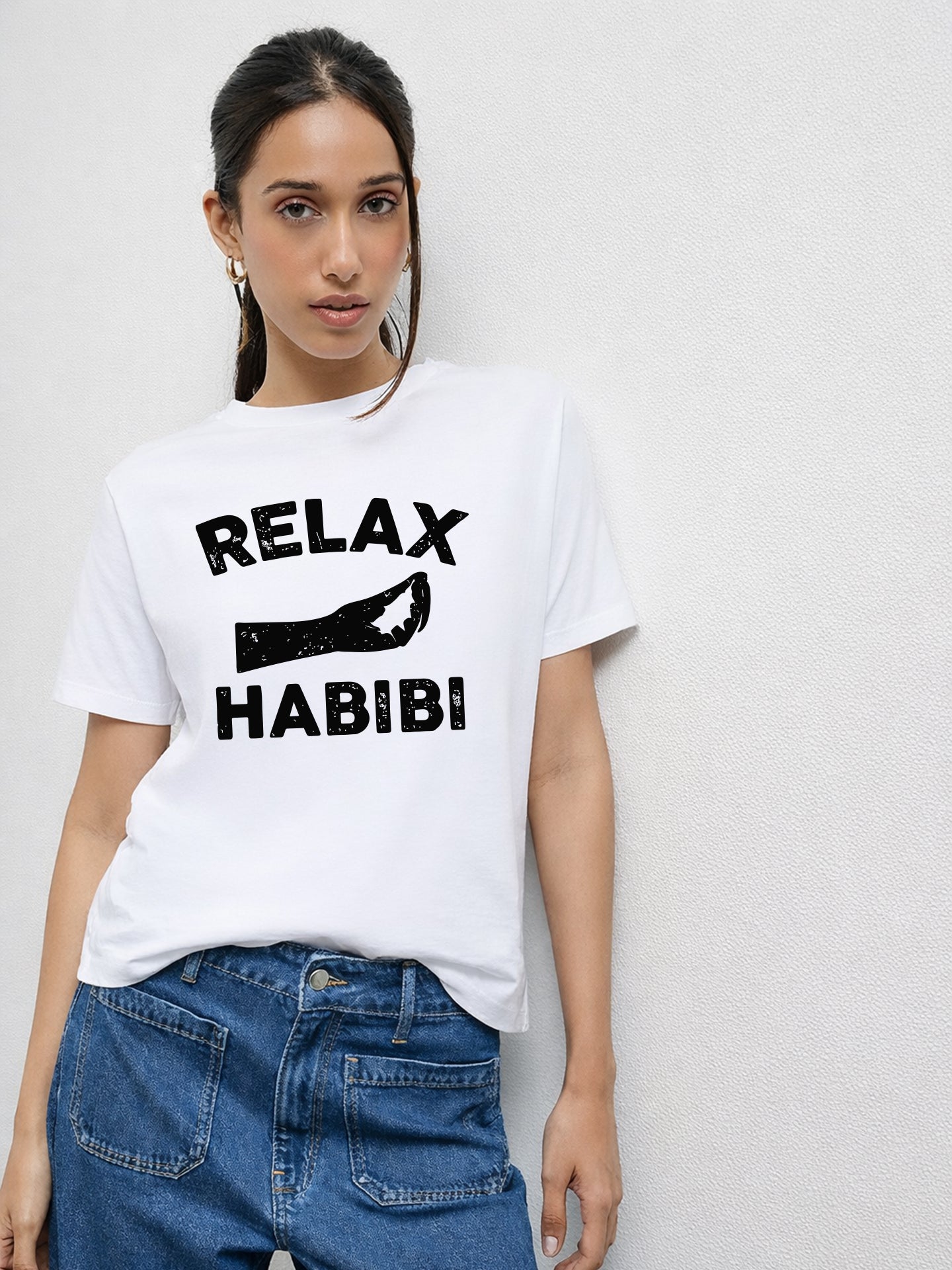 Regular Fit T-Shirt For Women - Relax Habibi